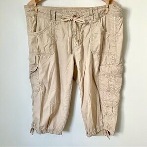 Vintage Y2K Cargo Cropped Capri Khaki Pants Size 14